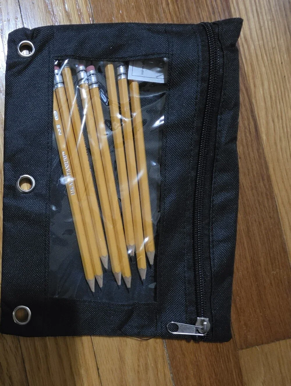 Set of Classic Yellow Woodcase Pencils in Black Canvas Holder